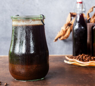 jar of homemade cold brew sweating jar