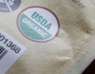 closeup of usda organic seal on product labeling