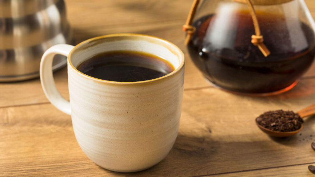 black coffee in white mug